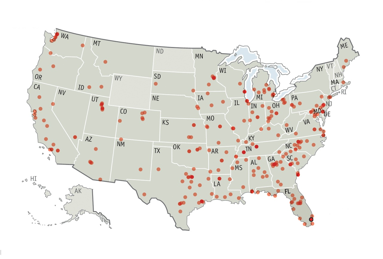 Map Of School Shootings B